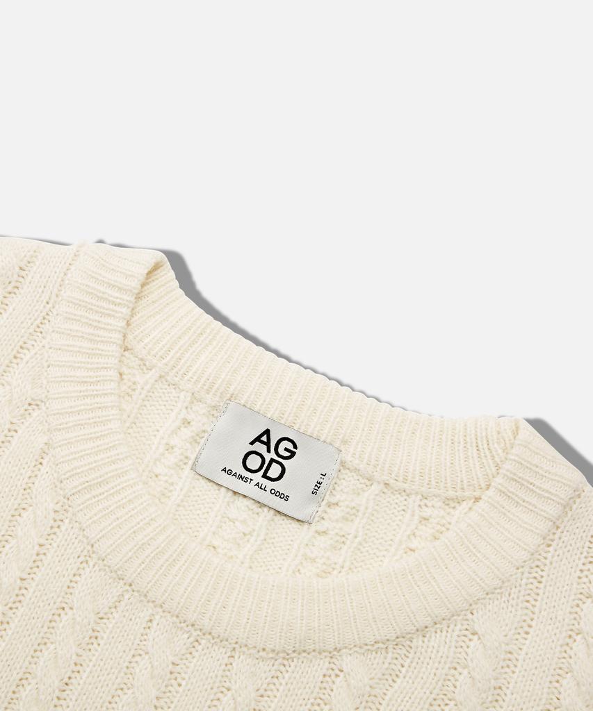 AGOD Crew Neck Oversized Cable Sweater Knit [Ivory]