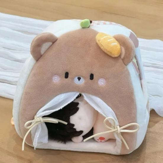 Cama de Boneca para Crianças Brinquedos de Casa de Brincar Forma de Animal Imaginativa Cama de Boneca de Pelúcia para Brincadeira Criativa e Decoração Cozy de Interior