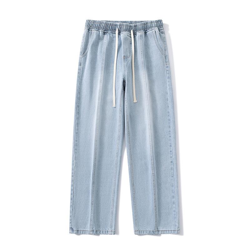 Plush Thick Jeans Men's Loose Straight Trousers with Winter Design