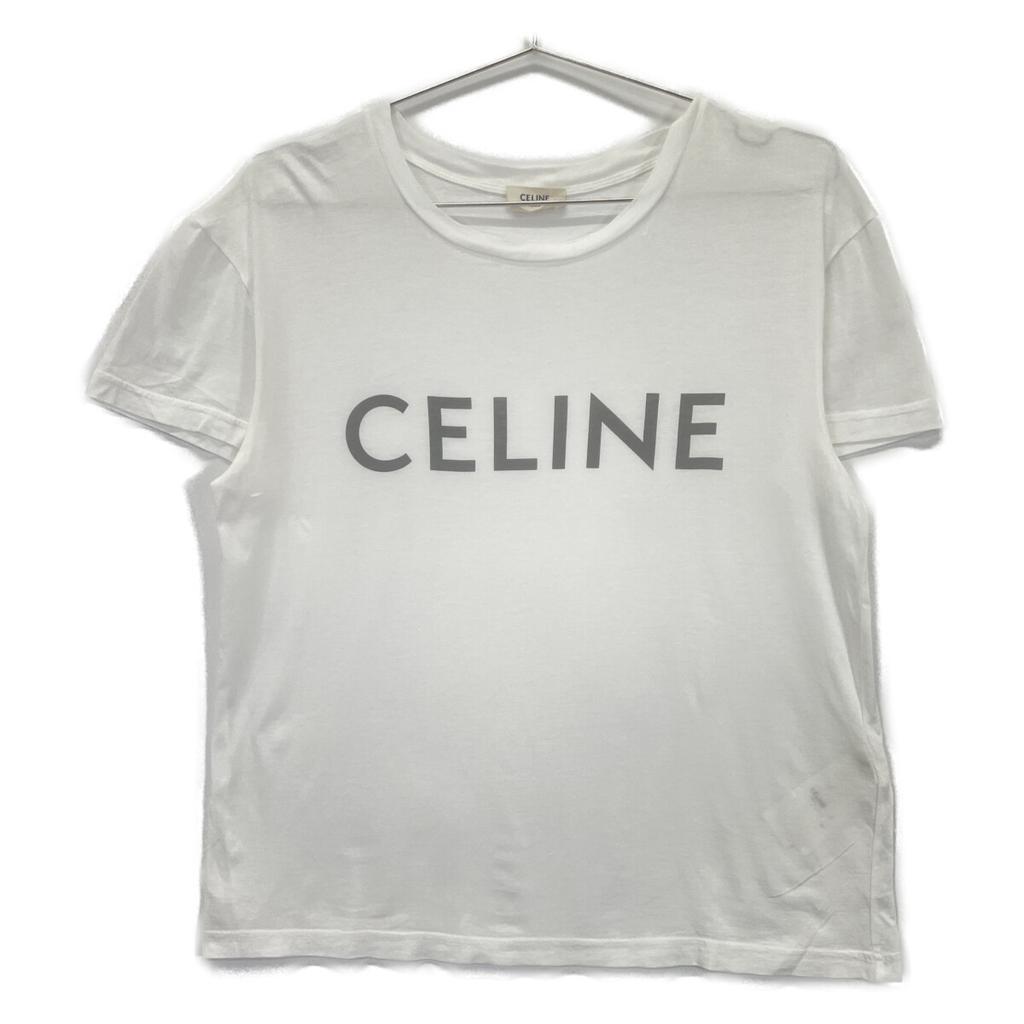 CELINE X237370E White Logo Print T-Shirt dress XS purpleUsed