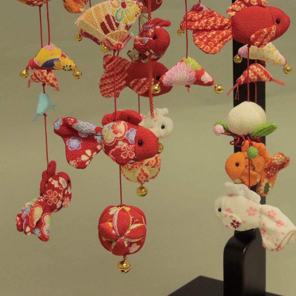 Hanging Hina Doll Goldfish Hanging Medium Size with Display Stand Decoration, Ornament, (90cm Tall),