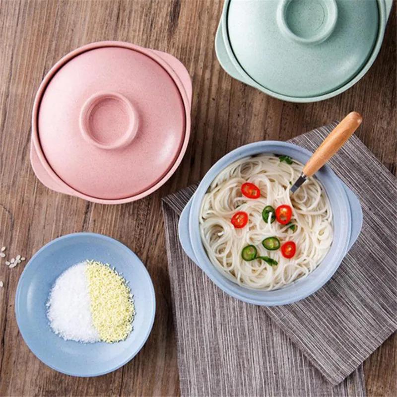 Instant Noodle Bowls with Lids Soup Hot Rice Bowls Japanese Style Students Food Container Healthy Tableware Bowl Tableware