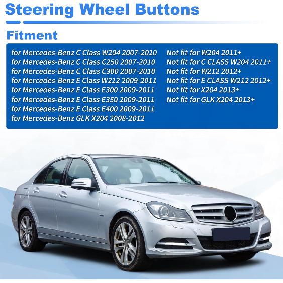 Lenkradtasten Ersatz für Mercedes-Benz C-Klasse W204 C250 C300 2007-2010 Lenkrad-Bedientasten Abdeckung Nr. A2048210351/A2048210451
