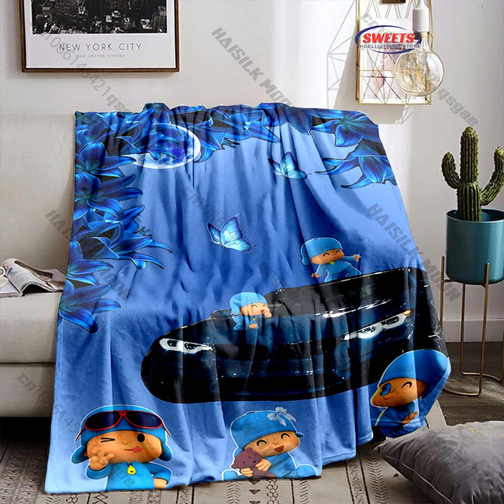 Cute P0c0y0 Theme Print Blanket Warm Soft and Comfortable Home Travel Blanket Sofa Bedding Cover Blankets Gift for Boys Girls