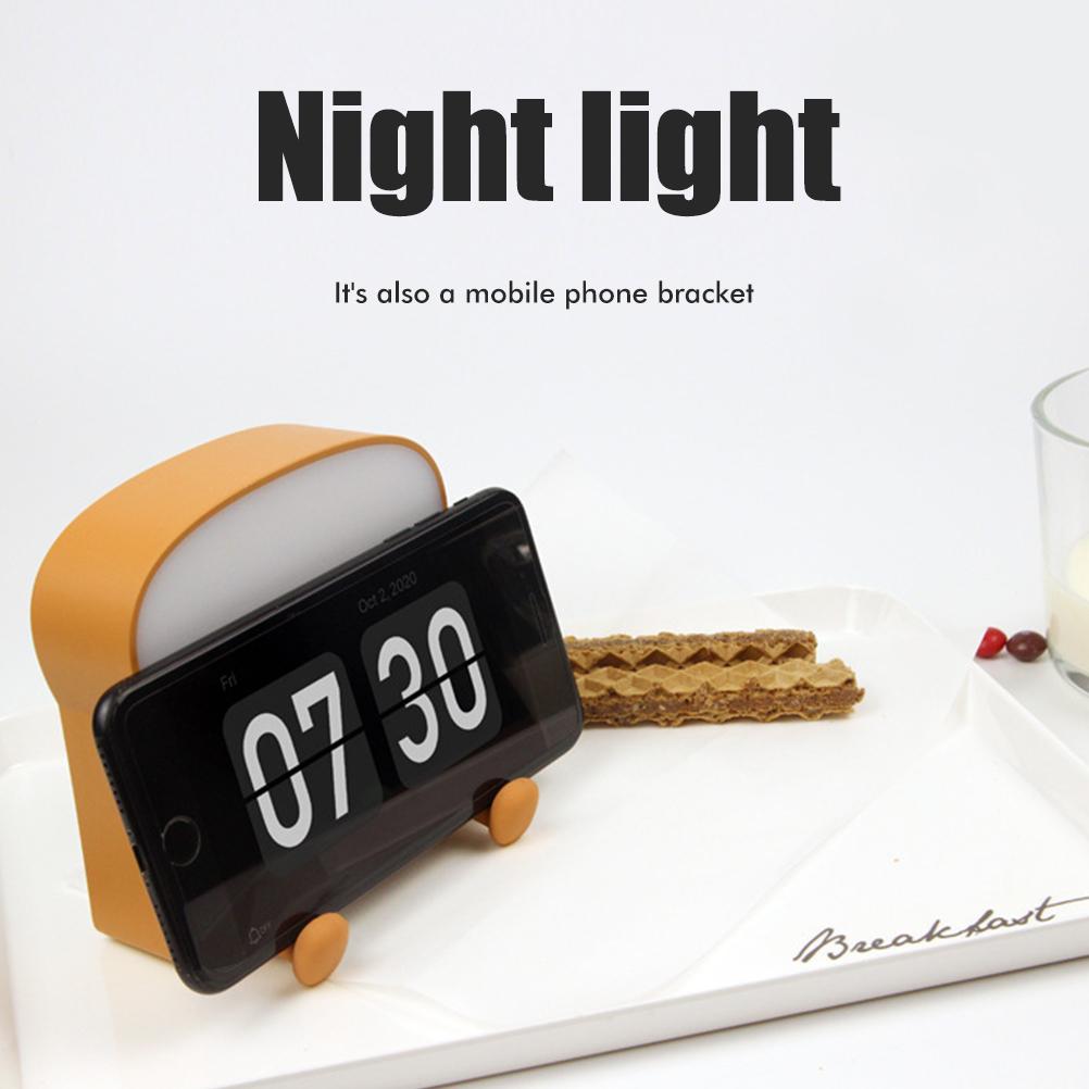 Cute Cartoon Night Light Toast Bread LED Night Lamp Rechargeable Portable Silicone Bedroom Bedside