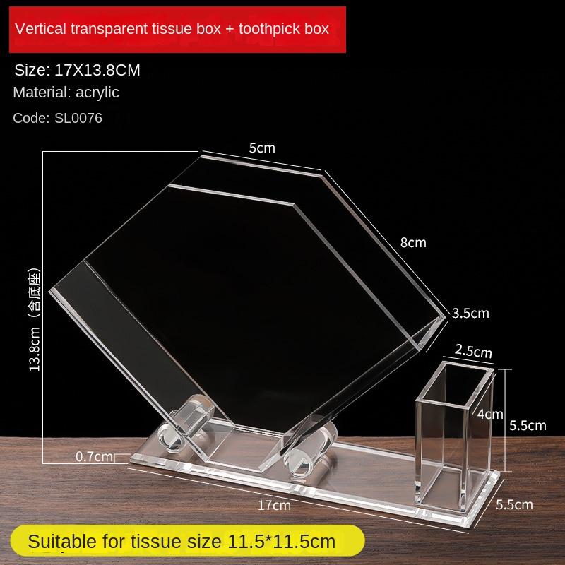Acrylic Desktop Vertical Paper Towel Holder Restaurant Square Paper Towel Holder Household Transparent Tissue Holder