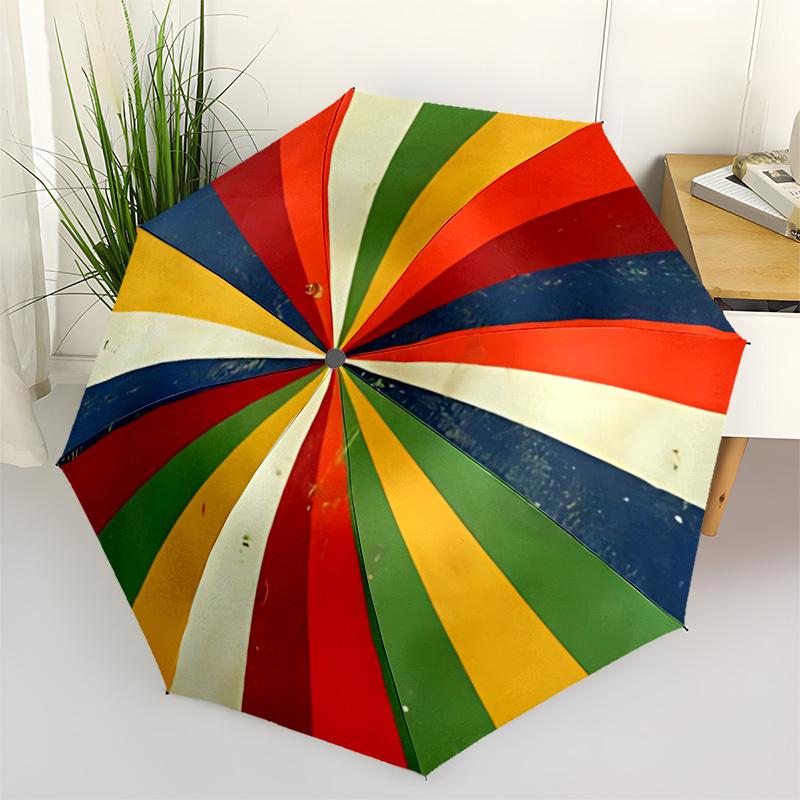 1pc Color Wheel Automatic Folding Umbrella Compact Lightweight Travel Umbrella with 8-Rib Sturdy Frame, Windproof & Self003