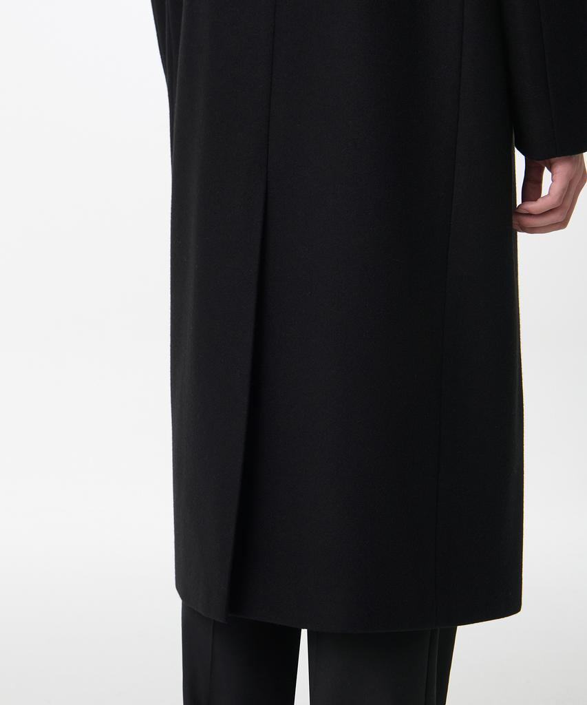 Musinsa Standard Fortex Felt Daddy Shoulder Single Long Coat [Black]