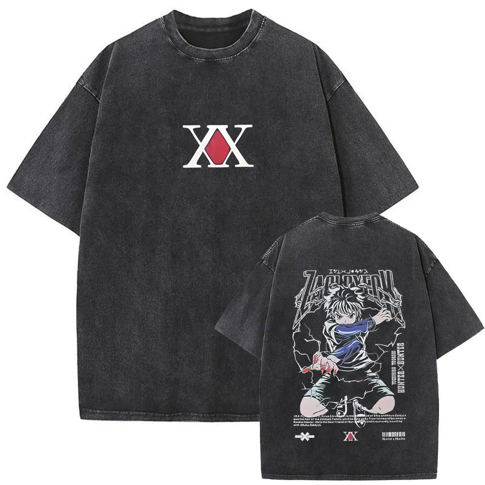 

Washed Vintage Anime Hunter X Hunter Tshirt Phantom Troupe Spider Chrollo Lucilfer Graphic T Shirt Men s Manga Retro Tshirts S