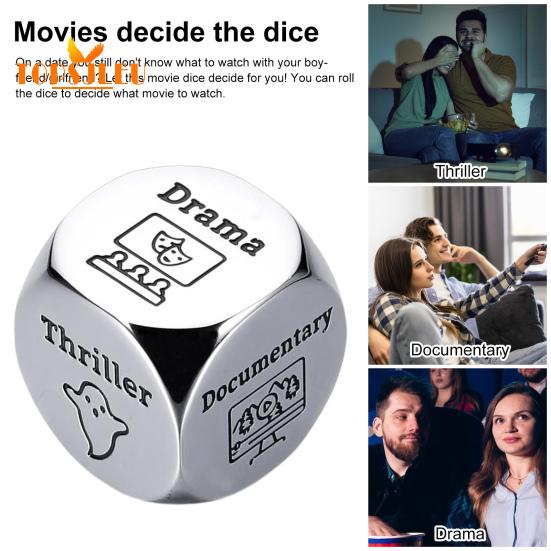 Food Decision Dice Stainless Steel,Date Night Meal Decision Maker,Valentines Day Movies Decision Dice for Couples