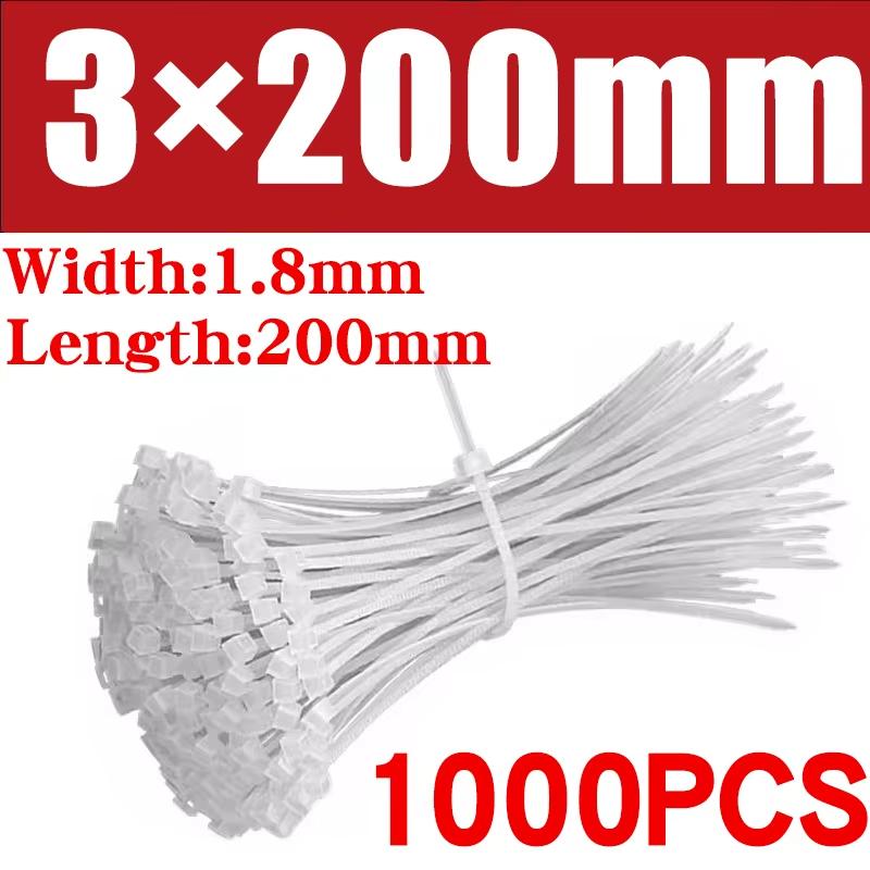 500/1000 Teile/beutel Selbstsichernder Nylon-Kabelbinder aus Kunststoff, weiße Reißverschluss-Wraps, Nylon-Kabelbinder-Set, Befestigungsring, Schlaufe, Drahtwicklung