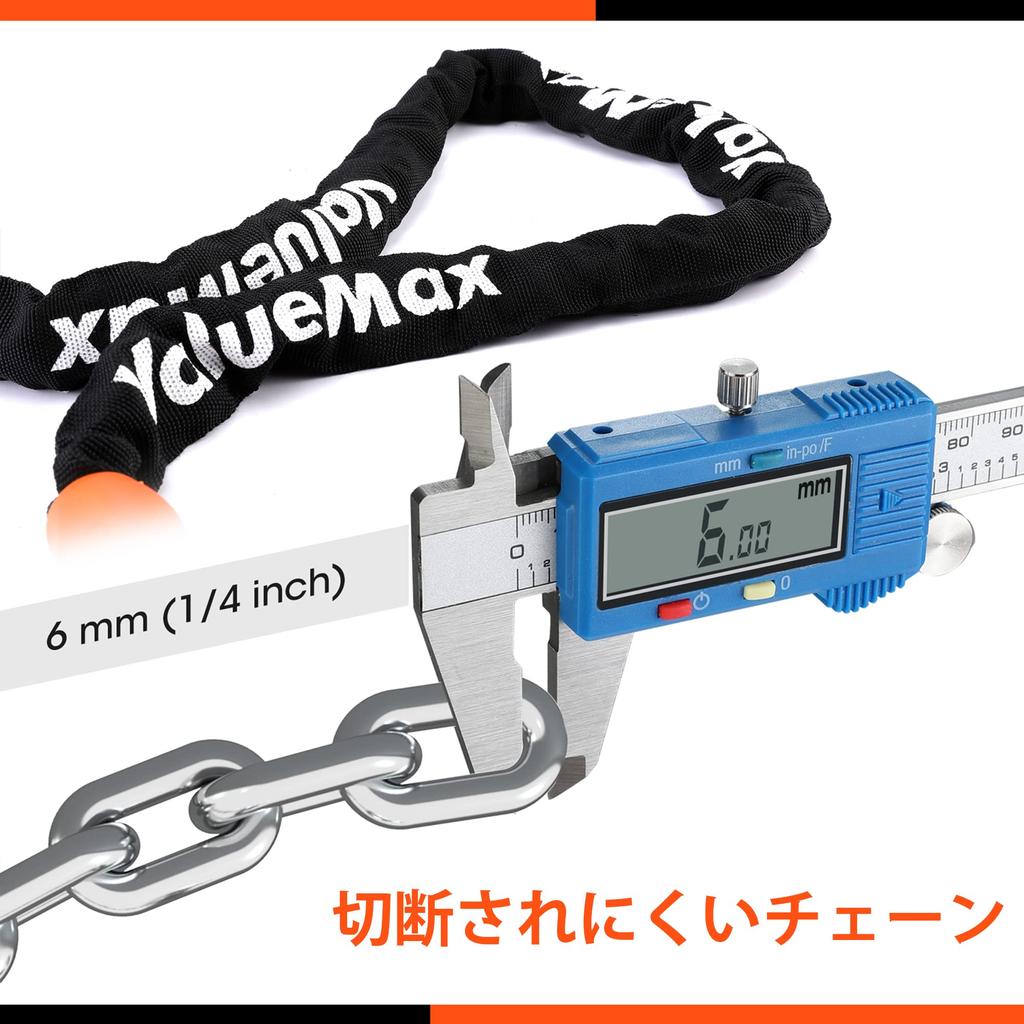 ValueMax Bike Dial Combination 6mm Zinc Alloy Customizable 100cm Lock, 5-Digit Lock, Reinforced, Password, Anti-Theft, Approx.