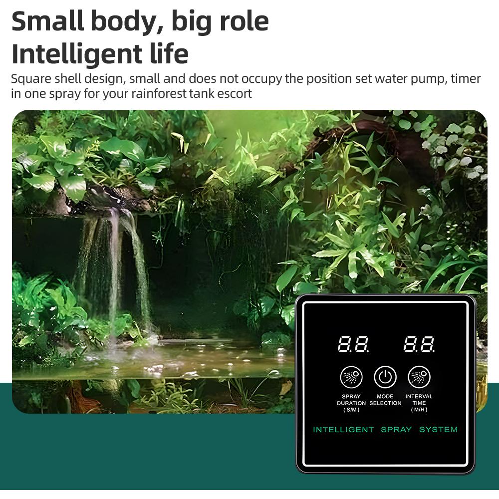 Reptile Fogger Smart Spray System Touchscreen Controller Reptile   Automatic with Timer Low Noise 360 Degrees   Misting Nozzles for Terr