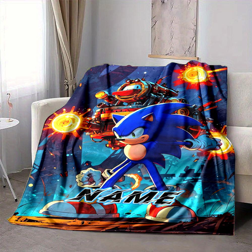Custom 1pc Sonic Characters Celebration Blanket, Soft And Comfortable Blanket, Casual Warm, Camping Travel Blanket, Birthday Gift Q912186