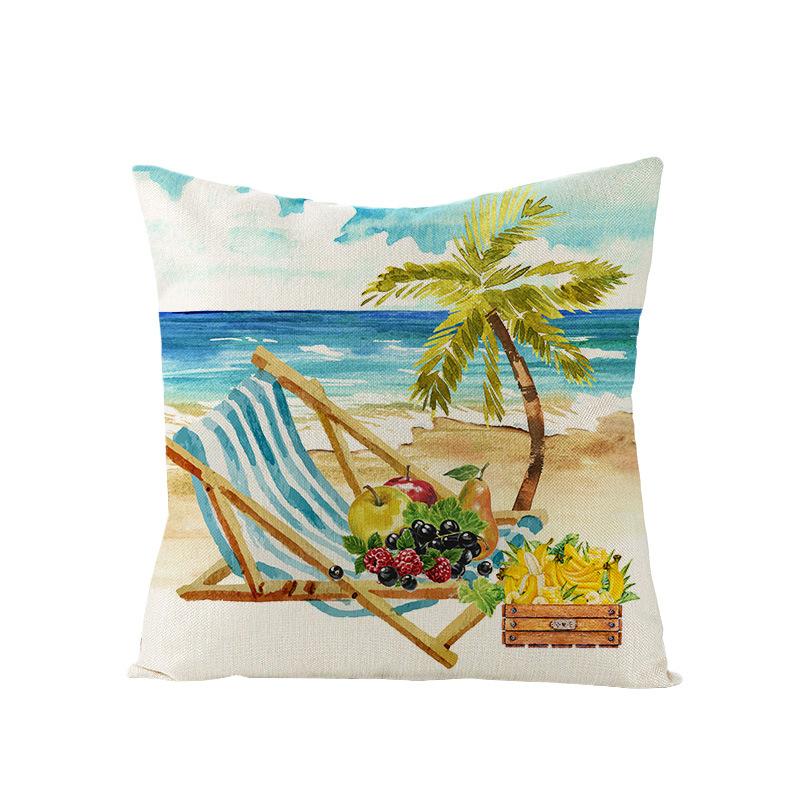 Neuer Polyester Kissenbezug Sommerfrucht Stranddruck Sofakissenbezug Zuhause