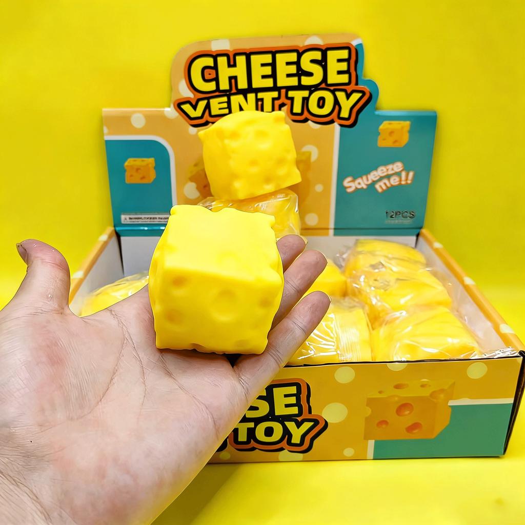 Portable Cheese Squeeze Toy Fidget Stress Relief Squishy Ball Slow Rebound For Desk Decor Decompression Toy For Kids Adults Gift