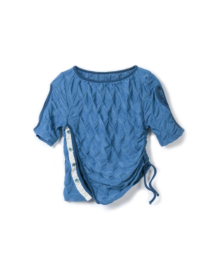 Pabeleupinggeo Laced Wrinkle String T-Shirt (Blue)
