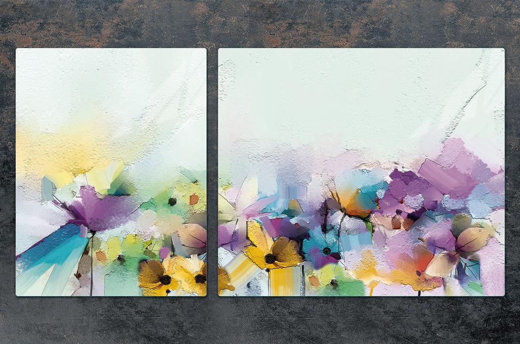 GLASPLATTE und SCHNEIDEBRETT 100x52 BLUMEN