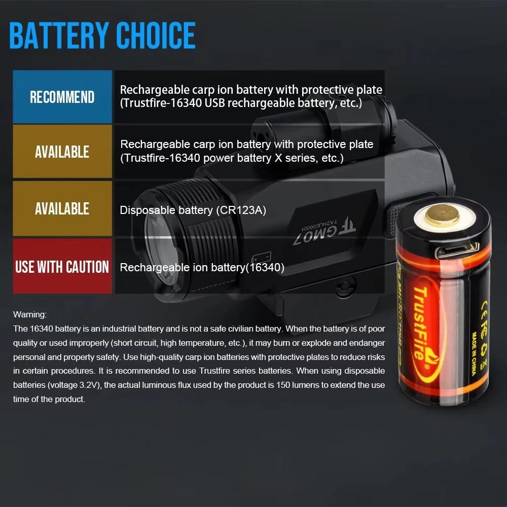 Trustfire Pistol LED Flashlight 1050Lumen 2 In 1 Quick Release Rechargeable Tactical Torch for Glock Outdoor Hunting Camping