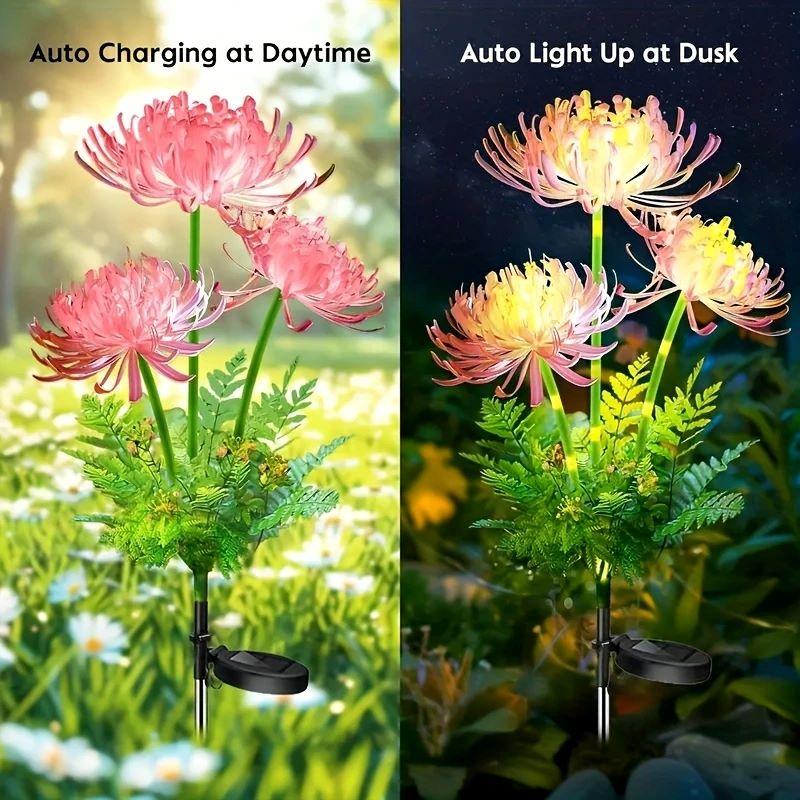 Solar Garden Lights Solar Flowers Lights with Glowing Flowers & Stems Solar Lights Outdoor for Garden Decoration Yard Decor