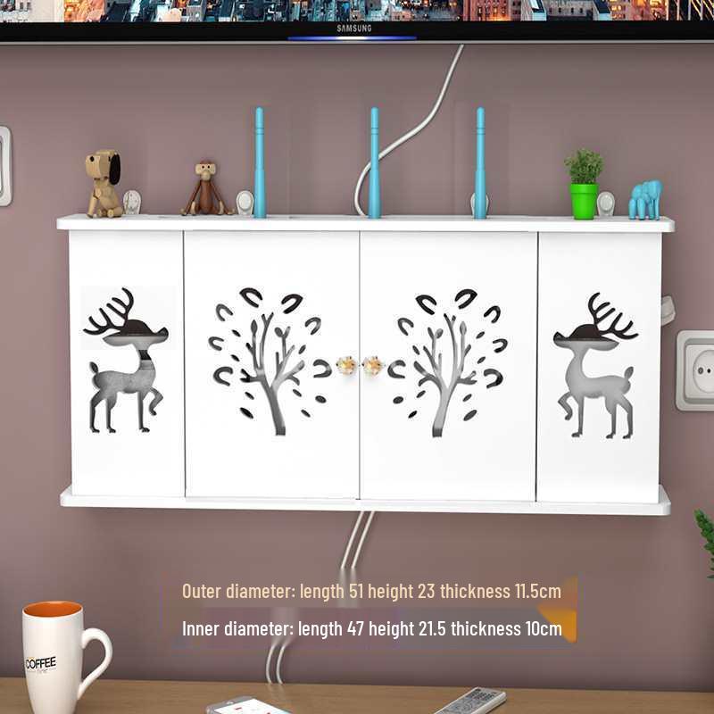 Wall-Mounted No-Drill WiFi Router and TV Set-Top Box Shelf for Living Room/Bedroom