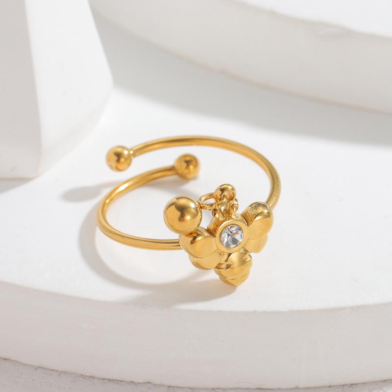 18K Gold Multi-Element Stainless Steel Pendant Ring - Fashionable High-End Design