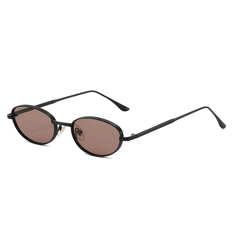 New Vintage Oval Metal Women Sunglasses Unisex Trendy UV400 Gradient Cat Eye Shades Punk Sun Glasses Fashion