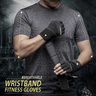 Guantes de Fitness con Soporte de Muñequera para Entrenamiento de Levantamiento y Flexiones Guantes de Gimnasio de Medio Dedo Adecuados para Hombres y Mujeres