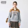 Teenie Weenie Women's Bear Spliced Half-Zip Polo Sweatshirt
