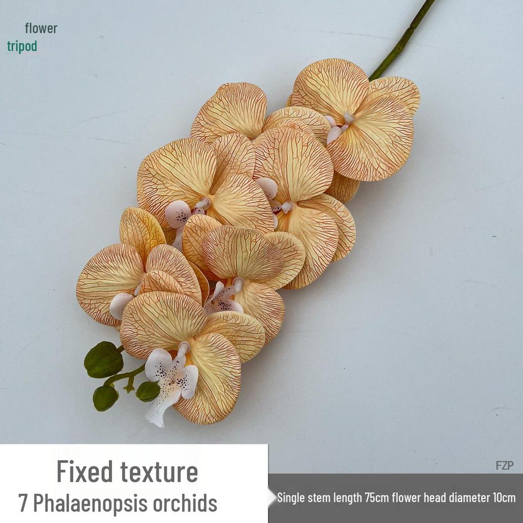 Set of 7-Head 3D Phalaenopsis Artificial Flowers for Home & Wedding Decor