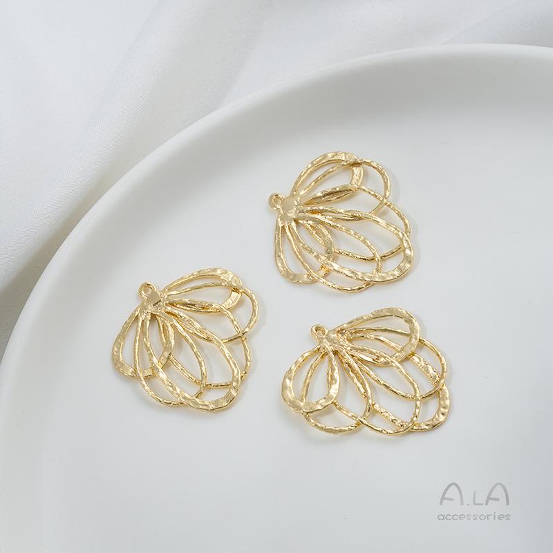 14K Gold-Filled Geometric Pendant: Square, Round, Teardrop, Heart Shapes for DIY Earrings