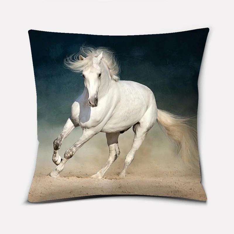 Fashion Classic Square Pillow Case, Galloping Horse, Magnificent Pattern. Living Room Sofa Cushion Cover, Pillow Cover