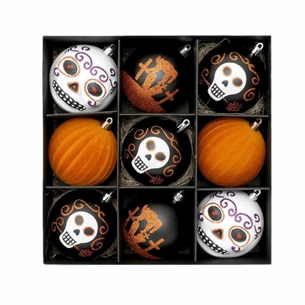 9Pcs/Set Plastic Halloween Decoration Pendant 8cm Halloween Ball Ornament Festival Ornament 9Pcs/Set