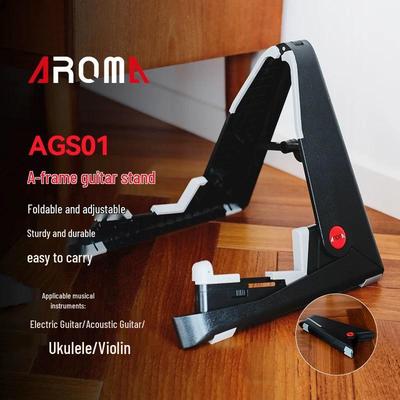 AROMA Tragbarer Falt-A-Rahmenständer für Gitarre, Bass, Ukulele und Violine