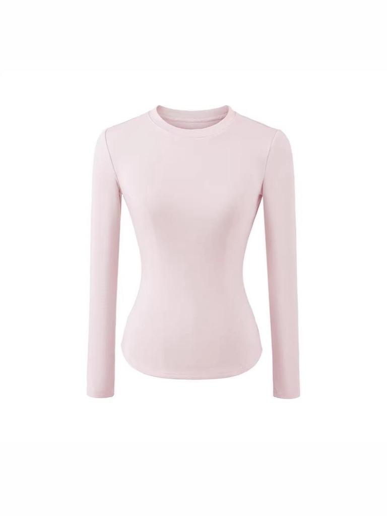 Spicy Girl Versatile Long-Sleeve Women's T-Shirt - Spring/Autumn, Comfortable Base Layer, Round Neck, Slim Fit