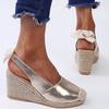 Women Platform Wedge Sandals Summer Shoes for Women Large Size Spot Wedge Buckle Belt Serpentine Open Toe High Heel Ladies Shoes