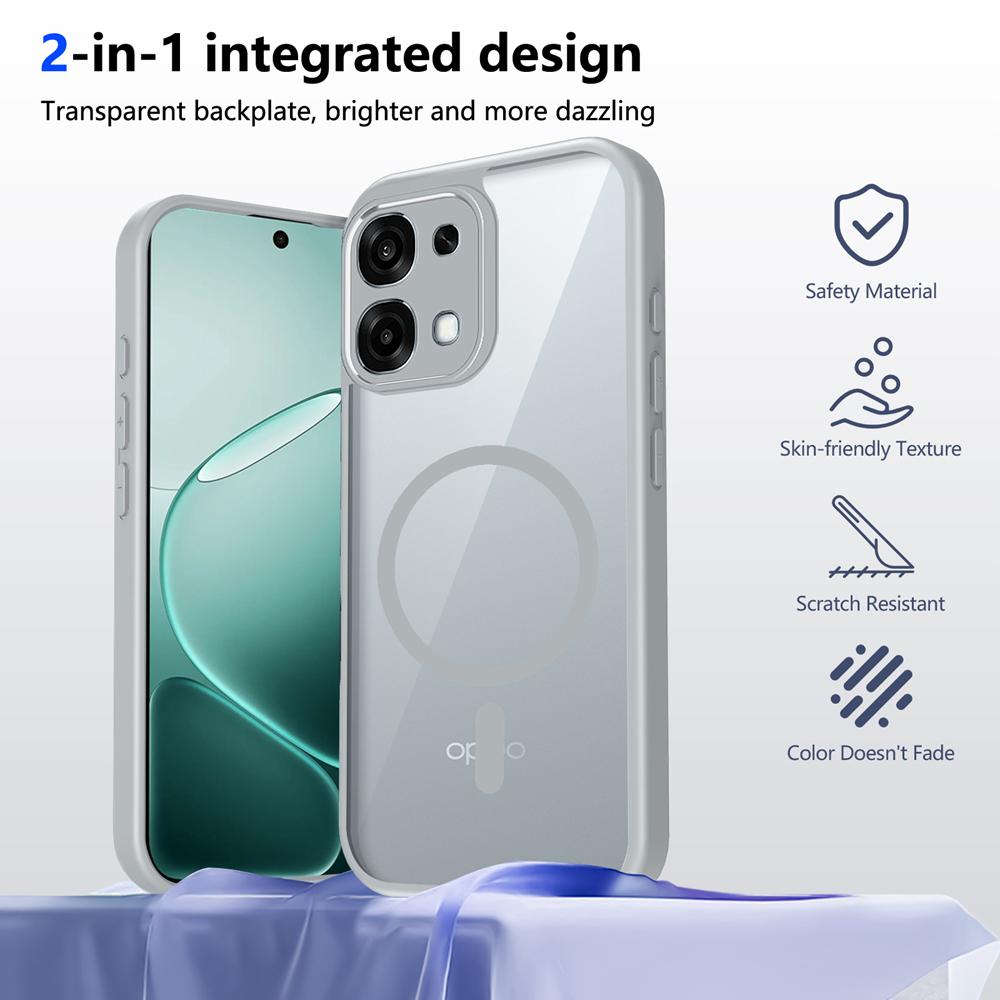 KEYSION Transparent Magnetic Phone Case for OPPO A6 Pro 5G Soft Silicone+PC HD Clear Shockproof Back Cover for OPPO A6 Pro