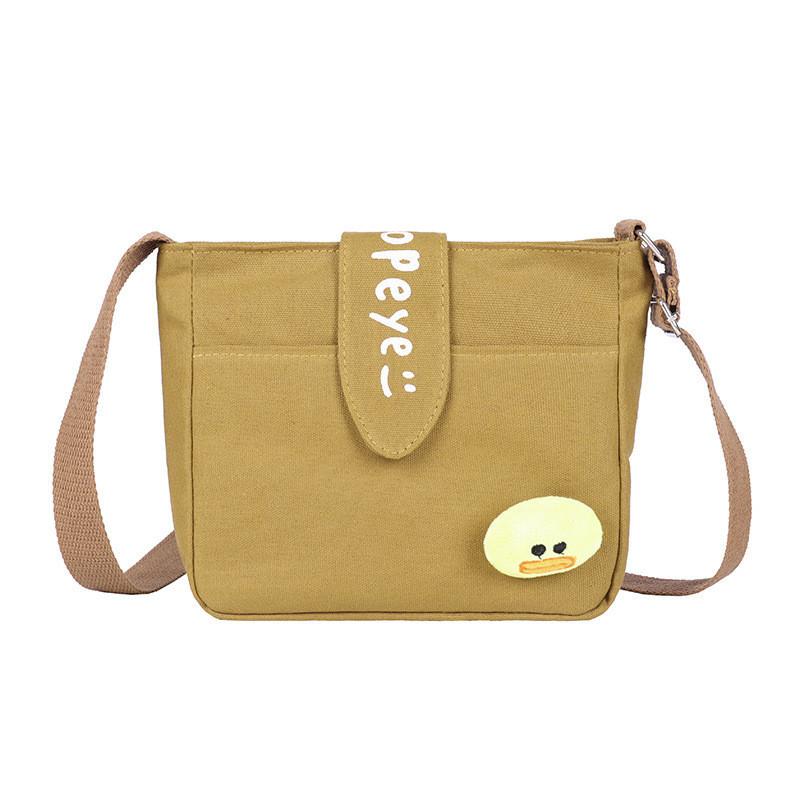 Rabbit Duck Dinosaur Plush Decorations Canvas Shoulder Bag For Women With Zipper Closure For Daily Use And Street Style