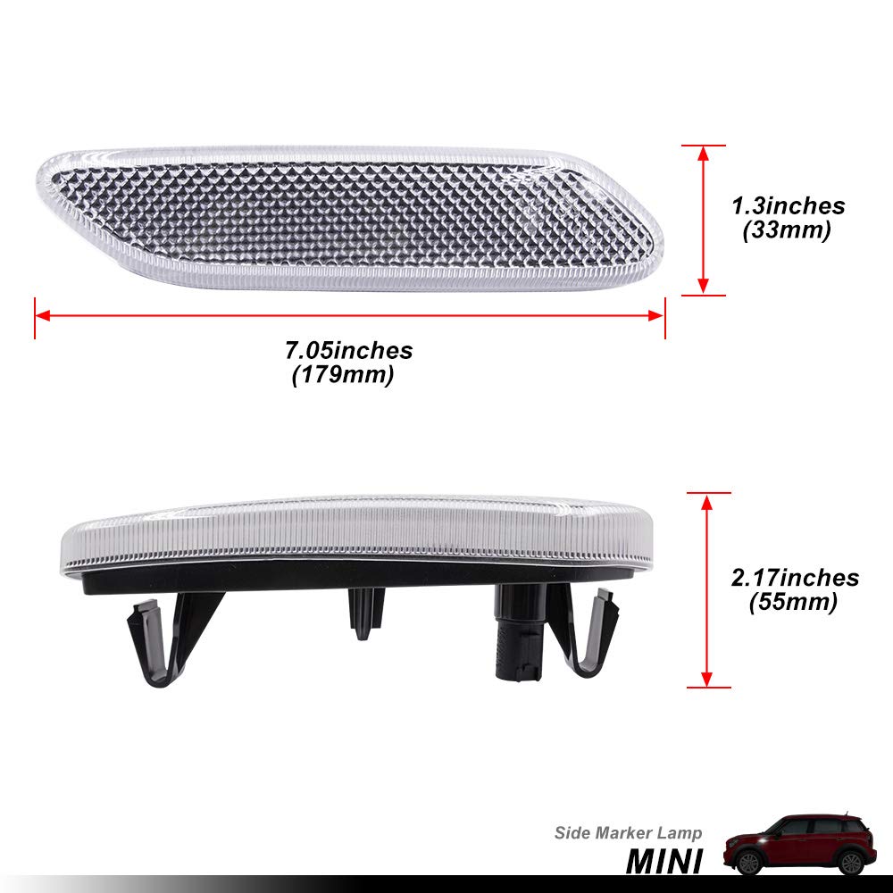 Clear Lens OEM Fender Side Marker Light Cover 2011-2016 R60 R61 Turn Signal Lamp