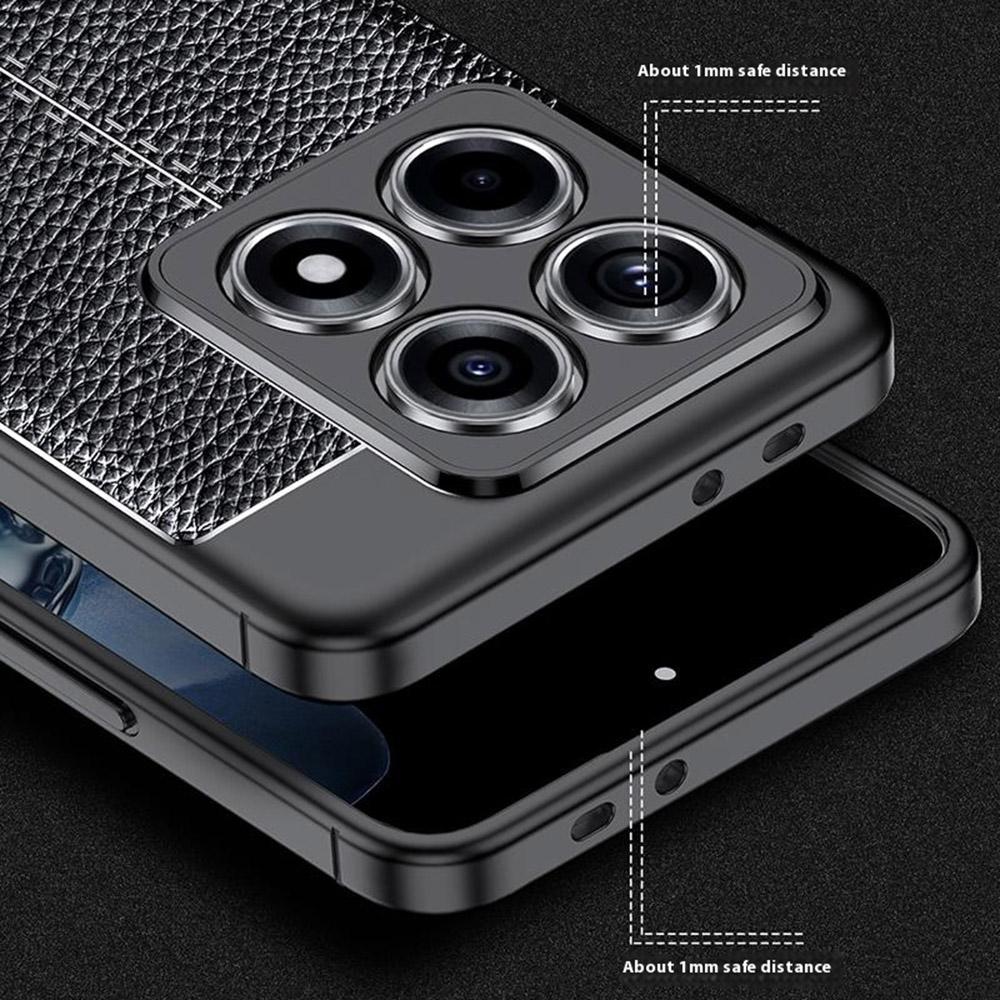 Für Xiaomi 14T Hülle Litschi-Textur TPU Flexible Handyhülle,Schwarz