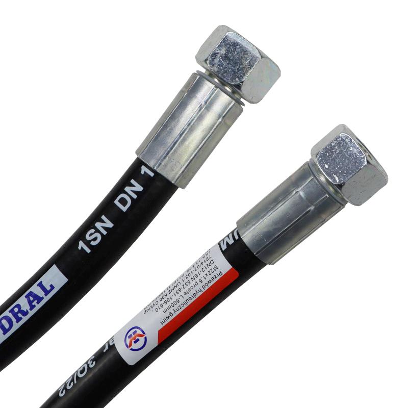 Hydraulic hose pipe thread M22x1.5 straight -500mm DN12-1SN 532-631-105-510, 7214/07-103/1 UNHZ 500 Cyklop (AA-13-500, P11P11) 16MPa PZL HYDRAL