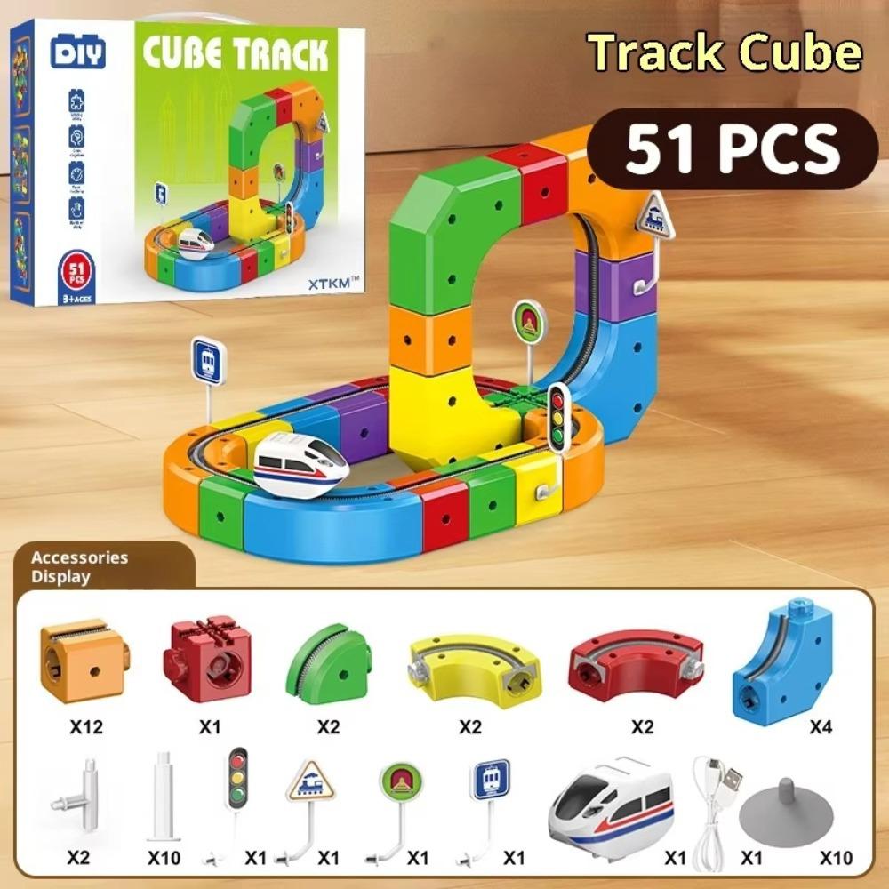 

Multifunctional Children Magical Track Car Toys Cube Railway Building Toys 51pcs