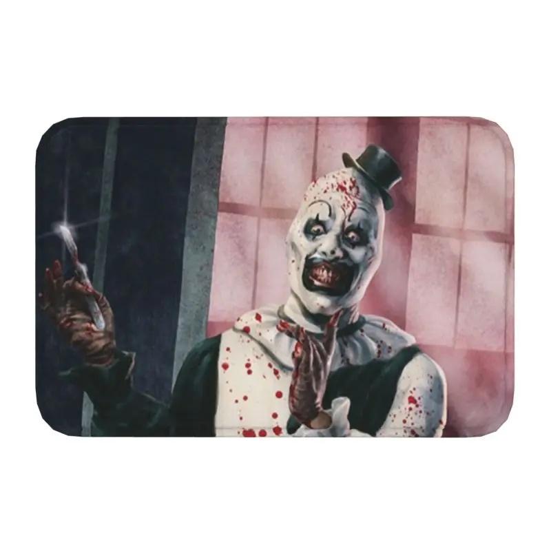 Horror Halloween Movie Terrifier Clown Front Door Mat Anti-Slip Indoor Absorbent Doormat Kitchen Balcony Entrance Rug Carpet