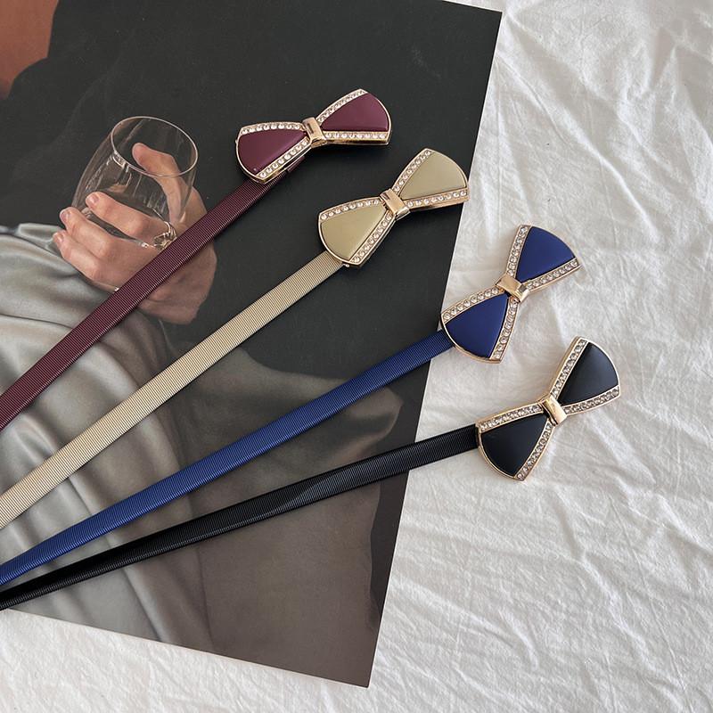 Fashionable Women's Slim Waist Belt With Stylish Metal Chain Buckle Perfect For Everyday Wear In Various Elegant Colors