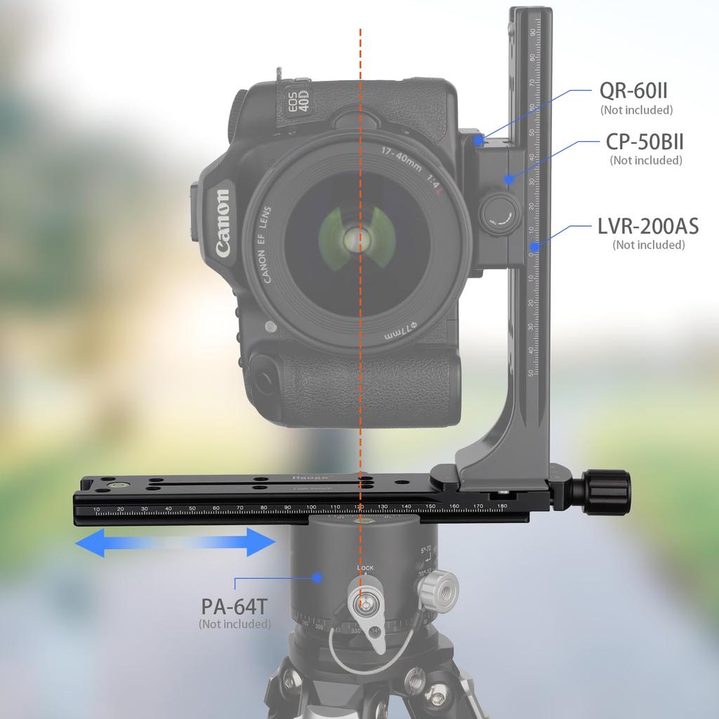Haoge 200mm Nodal Slide Double Dovetail Focusing Rail Plate with Metal Quick Release Clamp and 60mm Plate for Camera Panoramic Macro Compatible with