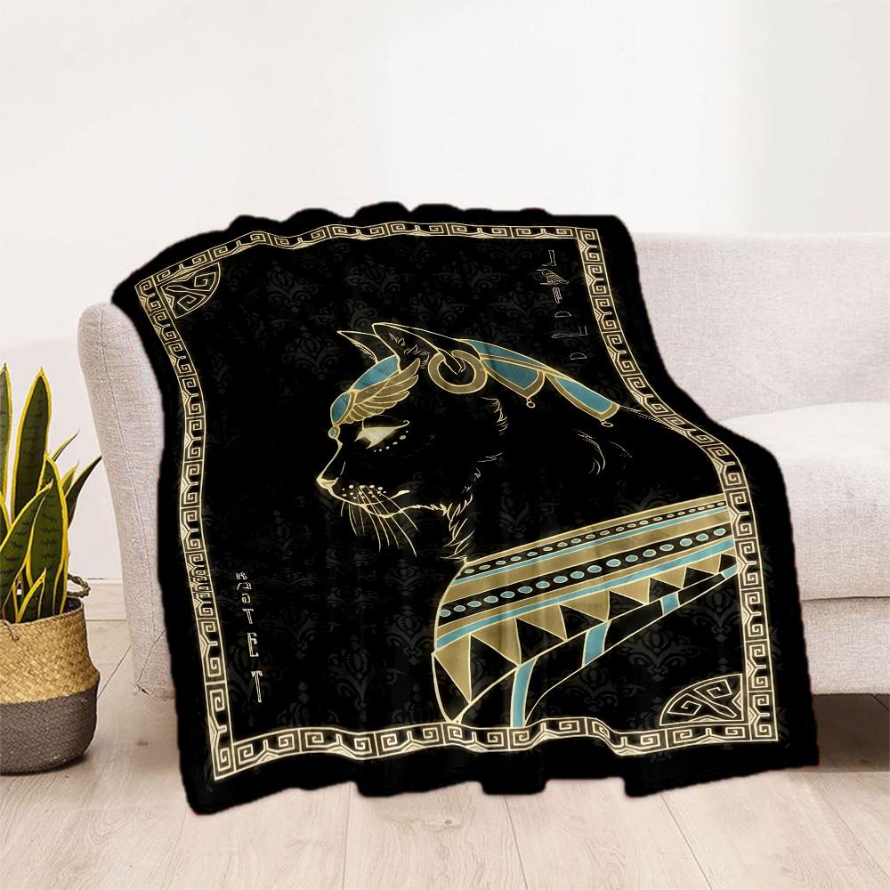 1pc Egyptian Cat Artwork blanket Soft and Warm for Sofa Office Camping Travel Livingroom Great Gift for Friends and Family Comfortable