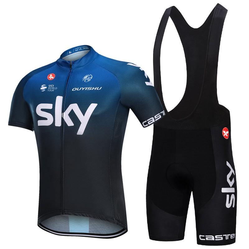 Set Tricou și Pantaloni Scurți cu Bretele pentru Ciclism Bărbați Uscare Rapidă Respirabil Echipament Bicicletă de Șosea Călărește