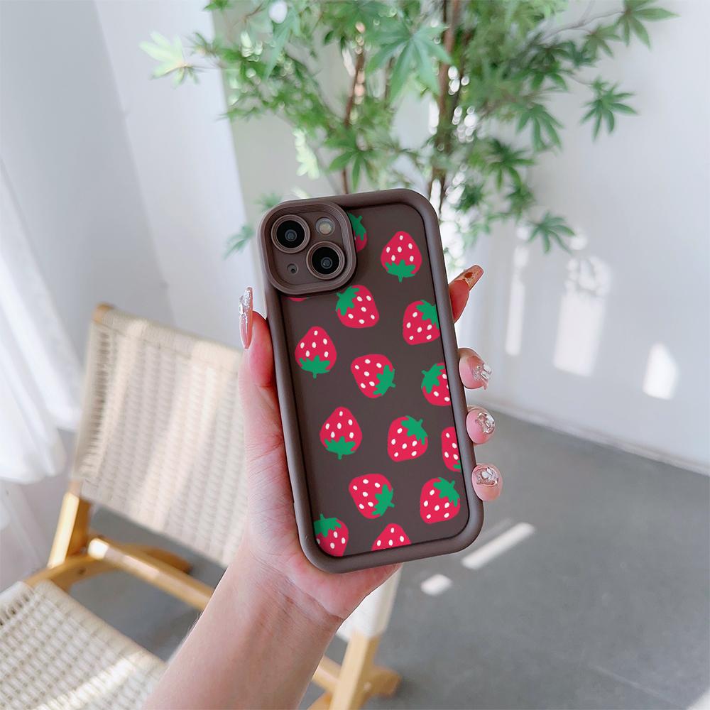 Strabbery Pattern Soft TPU Phone Case for iPhone 17 Air 16 15 14 Pro Max Plus 13 12 Mini 8 7 X Xs Back Cover