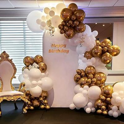 White Gold Balloons Garland Metallic Gold Balloon Arch Kit Wedding Engagements Anniversary Baby Shower Birthday Party Decoration