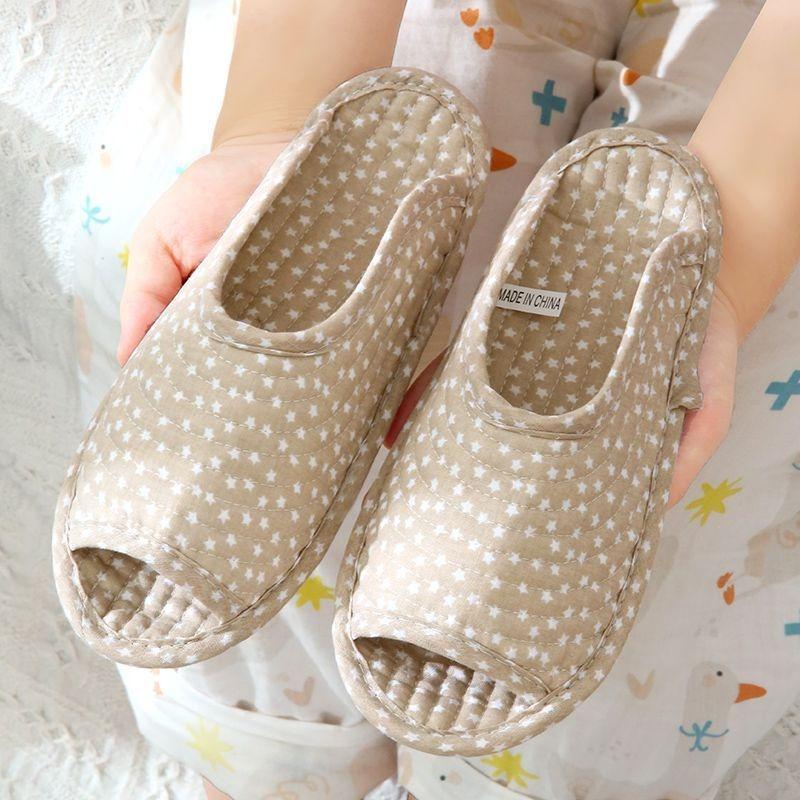 Women's home fabric slippers soft cloth bottom silent non-slip indoor climbing mat slippers wooden floor cotton mop machine washable